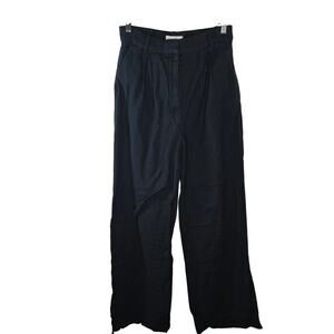 Abercrombie & Fitch Black Linen Blend Wide Leg Pants Size Small